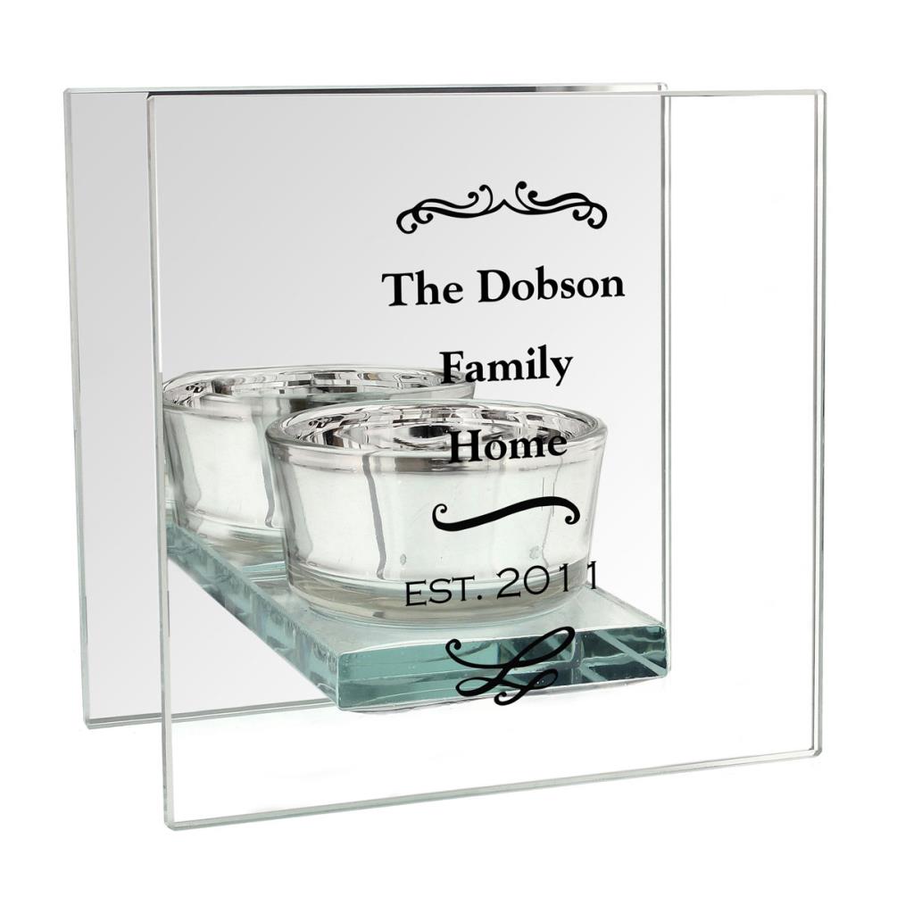 Personalised Antique Scroll Mirrored Glass Tea Light Candle Holder £13.49